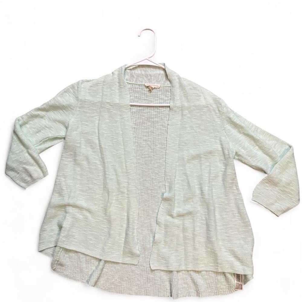 Eileen Fisher Organic Linen Cotton Open Front Cardigan Mint Green S